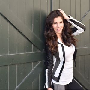 Helmut Lang lamb leather and canvas jacket.